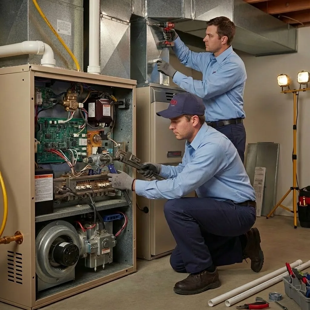 Furnace being installed in a Montreal home